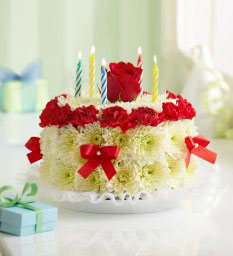 Birthday Flower Cake Bright - Red